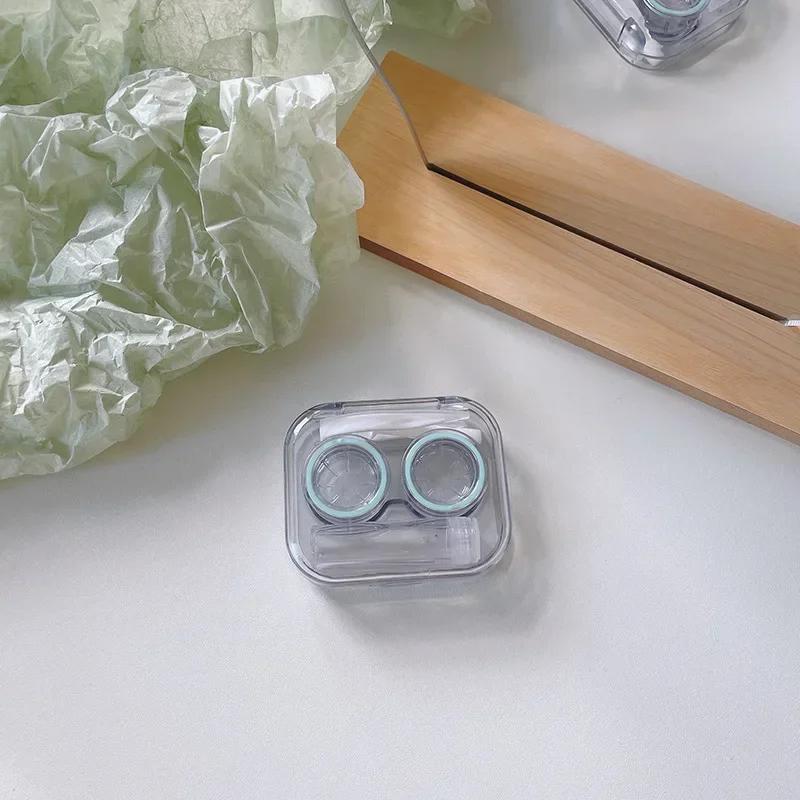Tragbares Transparentes Pinzetten-Saugnapf-Stäbchen-Behälter-Set Tragbare Kontaktlinsenbox für Damen Reise-Kontaktlinsen-Etui Geschenk