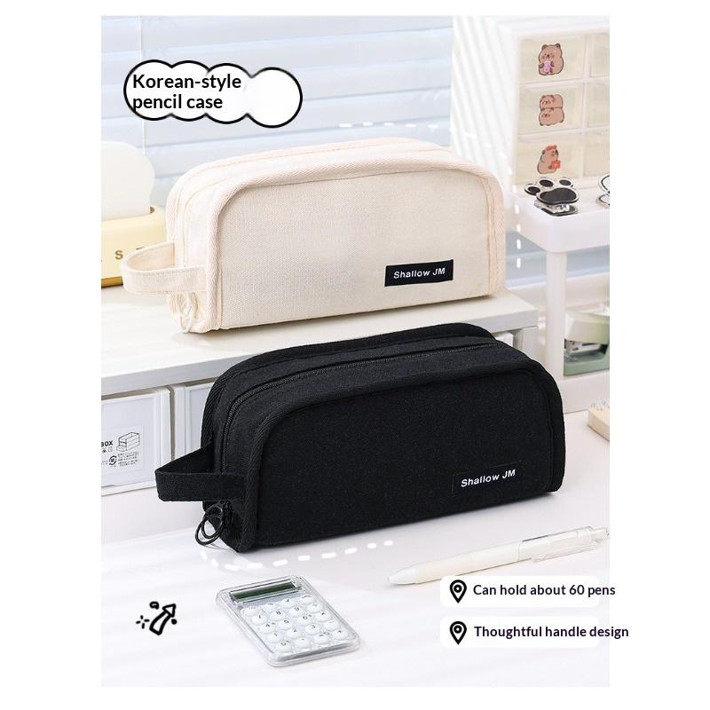 Large Capacity Pencil Case, Korean Style, Multi-functional Stationery Box, Children's Canvas, Simple and High-value.