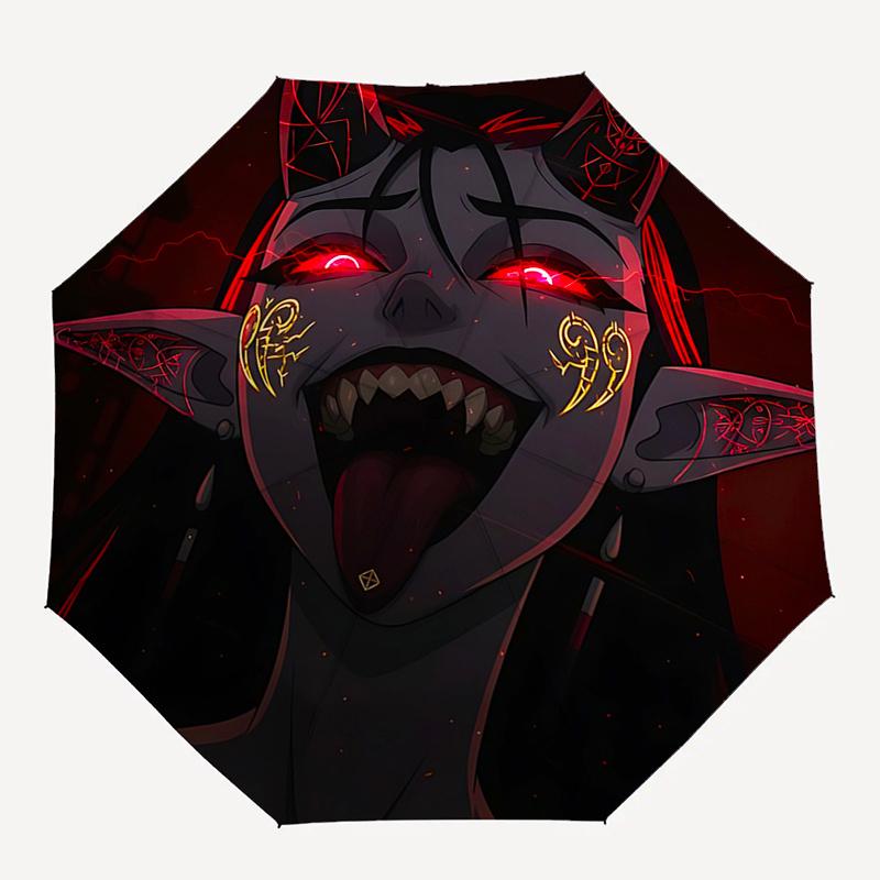 dark Automagic Open Rain Umbrella with 3 Fold Design and Iron Frame Perfect for Fans,Travelers,and Daily Use0141b