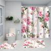 4 Piece Bathroom Decor Set With 70.8 Inch Shower Curtain Rug And Toilet Lid Cover
