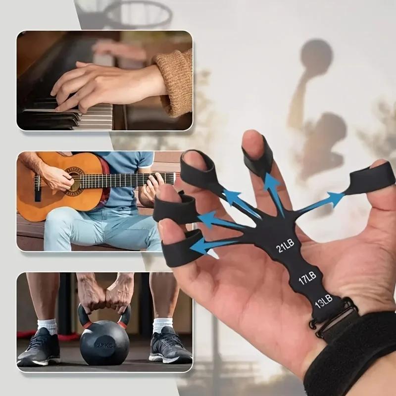Silicone Finger & Wrist Rehab System - 5-Finger Flexion/Extension Trainer for Physical Therapy with Adjustable Resistance