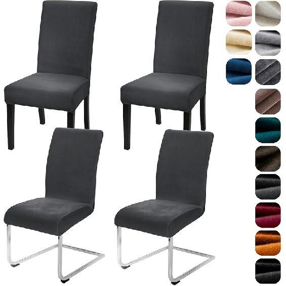 Alishomtll Dining Room Chair Covers Set of 4, High Stretch Velvet Chair Covers for Dining Chairs, Elastic Removable Washable Chair Slipcovers Chair