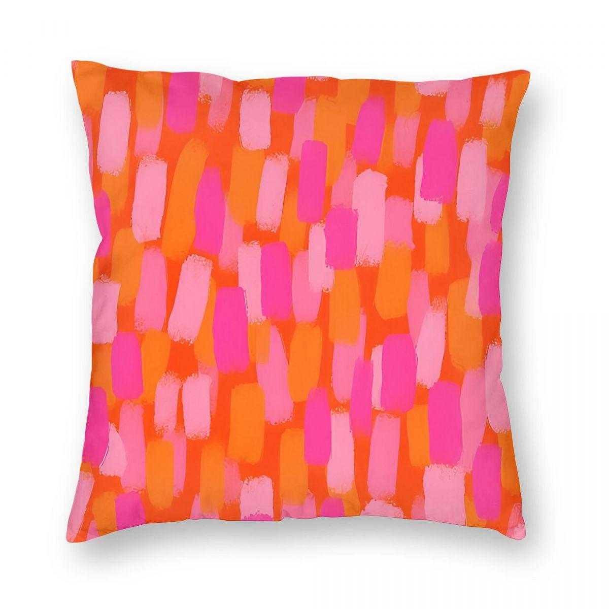 

Abstract Hot Pink And Orange Paint Brush Effect Pillowcase Soft Polyester Cushion Cover Decor Pillow Case Cover Home 45X45cm 12x12Inch