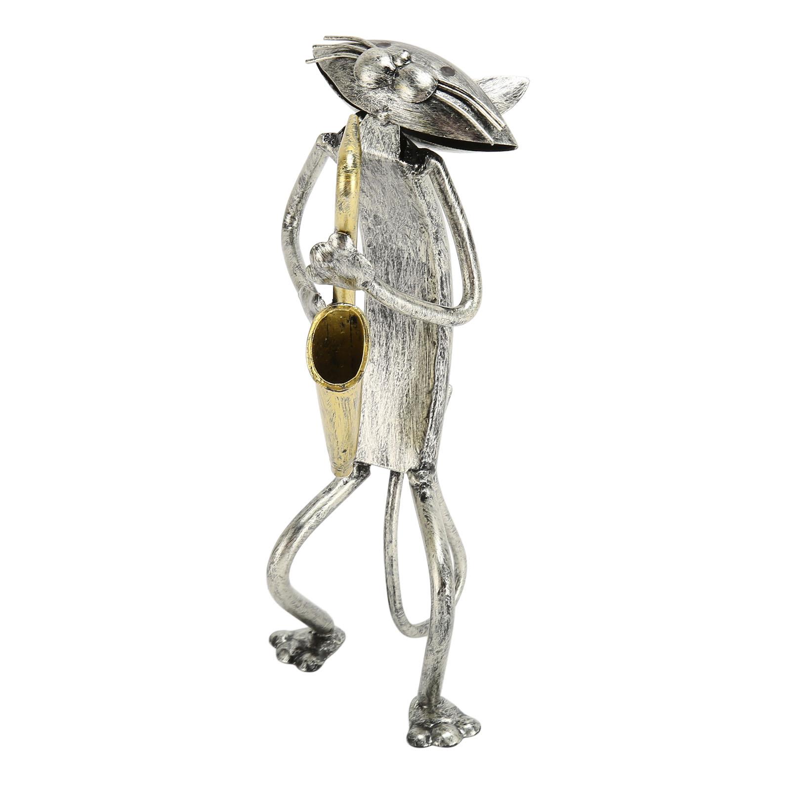 

Металлическая фигурка кошки, инновационная, веселая, яркая, ручная работа, саксофонная статуэтка кошки для кабинета, спальни, гостиной