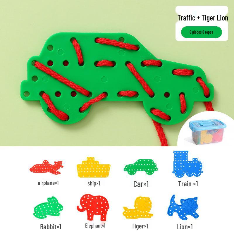 Tierische Schnürperlen für Kinder, Lernspielzeug zur Förderung der Feinmotorik