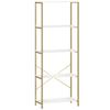 5-Tier Bookshelf, Modern Bookcase with Metal Frame - White and Gold Tone
