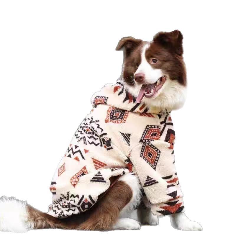 Thick Polar Fleece Dog Winter Coat Large Breeds Golden Retriever Lab Two-Legged Warm Pet Clothing