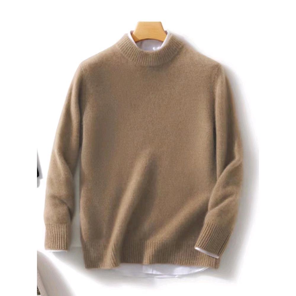 Men's 100% Wool Crew Neck Sweater - Casual Business, Thick Knit, Autumn/Winter Versatile.