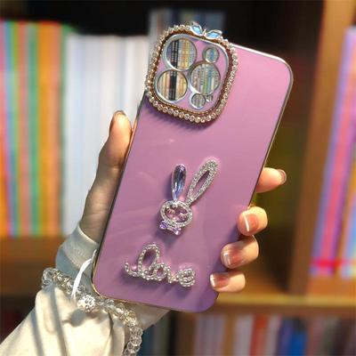 Luksusowe, galwanizowane etui z królikiem ze strasami, odporne na upadki, na telefony Huawei Maimang A20 i Enjoy 70 Pro, kompleksowy design dla internetowych celebrytów.