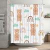 Cute Bear Shower Curtain White Bathroom Decor with Rainbow Clouds Pattern for Kids Bathrooms Set Includes 1 Curtain (70 X 72) +
