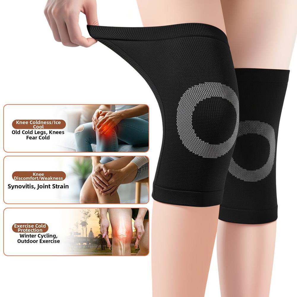 2 PCS Warm Knee Pads with Plush Interior Elastic Bands Nonslip Fit Designed for Cold Weather Sports and Activities