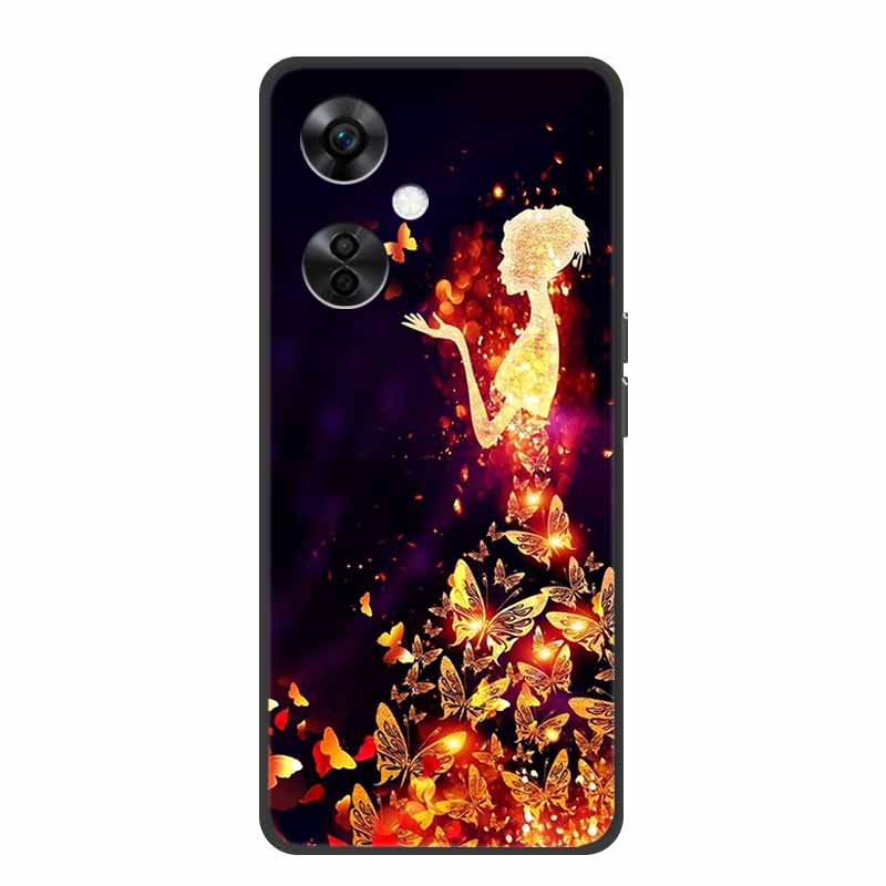 For OnePlus Nord CE 3 Lite 5G Cases Black Silicone Soft Cute Cat Rose Case For OnePlus Nord CE 3 5G Heart Lion Luxury TPU Cases