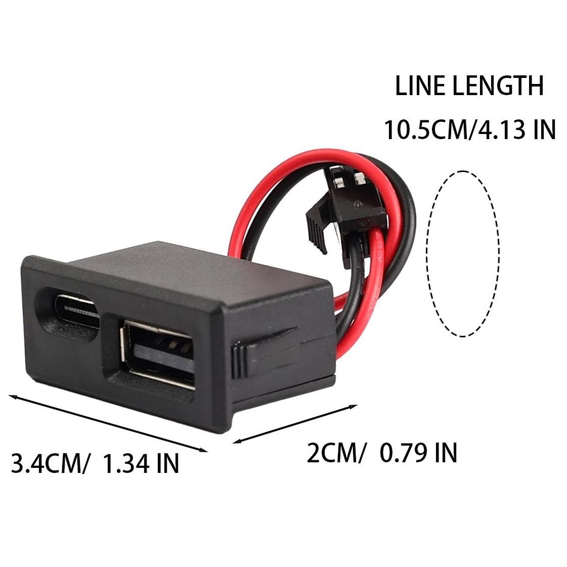 

Automotive Dash Panel Mount Dual Port Female Socket 2 in 1 USB Charging Outlet 5V 2A for Car Marine Smart Device PVC Connector