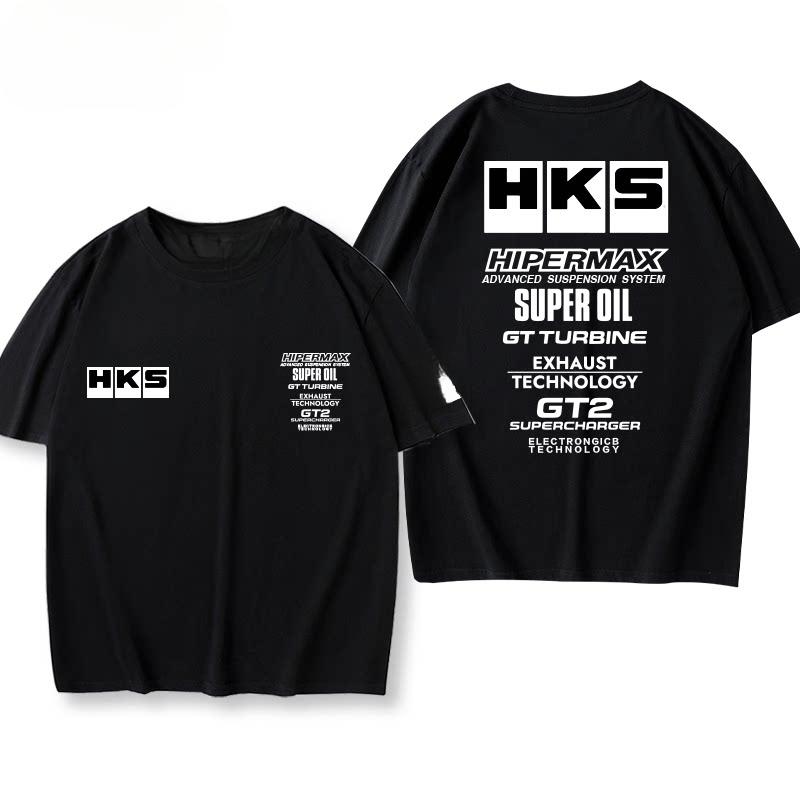 New Hks Engine Oil Japanese Car Modification Jdm Summer Shortsleeved Loose Versatile Cotton Printed Tee For Both Men And Women