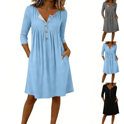 Women's Fashionable Loose-Fit -Color Casual Dress