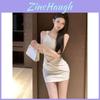 Summer Polyester Off Shoulder Bodycon Dress With Pleated Design For Women