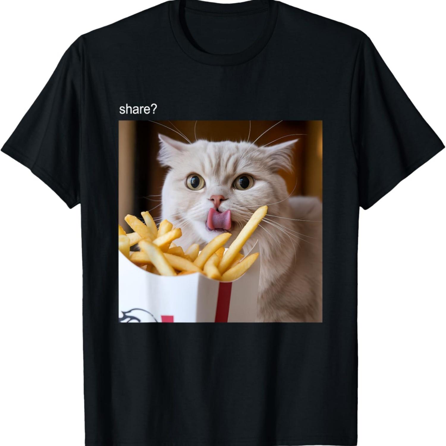 Cat Meme Tshirt Silly Cat Funny Kitty Meow Hiss Kitten Men Women Kids T-Shirt S чёрный