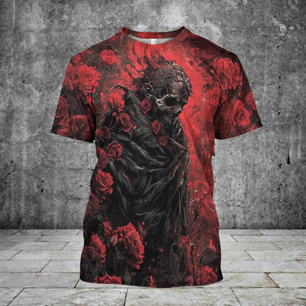 Men's T-shirt Skull 3D Printing T-shirts Casual Short Sleeve Tees Oversized Men Clothing Tops Hip Hop Clothes Size XXS-6XL