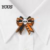 Halloween Jewelry Brooch Pin, Enamel Skull Bow Design Brooch, Style Snap-On Dark Pin Badge for Backpacks Collars Hats Holiday Decoration Durable