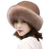 Women Hat Solid Color Fluffy Thickened Ear Protection Dome Winter Coldproof Elegant Russian Hat Faux Fur Headband Streetwear