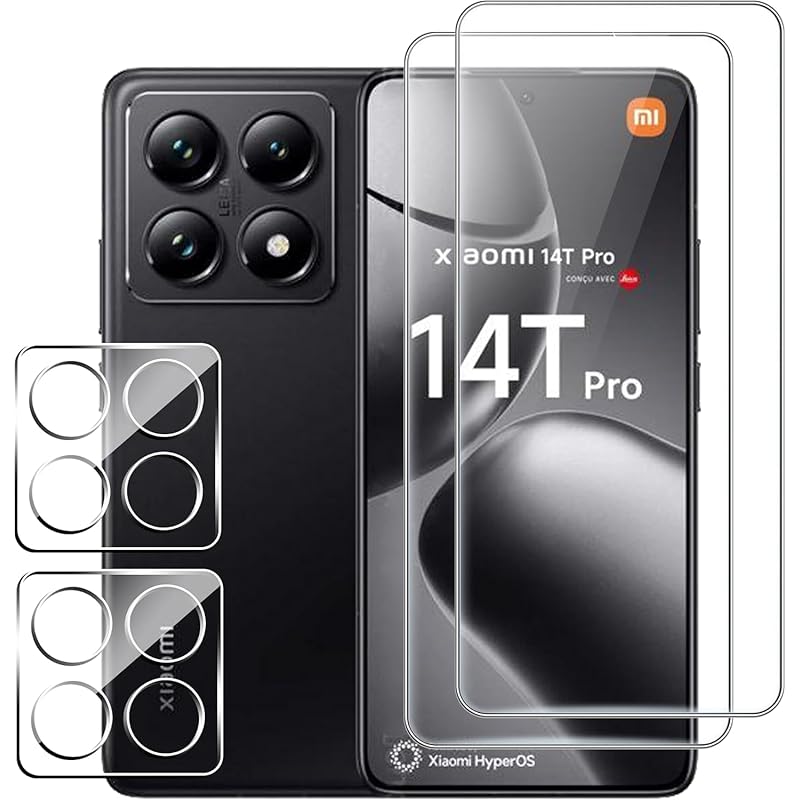 

For [2+2 pieces set]For Xiaomi 14T Pro Film (2 pieces) + Camera film (2 pieces) [Shron] Hardness 9H High transmittance bubble prevention Shatter