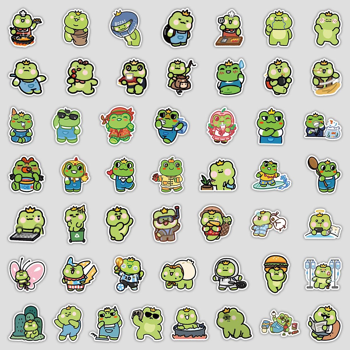 

50 Cute Frog Graffiti Stickers for Luggage, Computer, Waterproof Decorative Stickers, Cartoon Frog Stickers