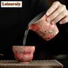 120ml Handmade Point Gold Rock Mine Tea Pitcher Painted Pottery Tea-separating Sharing Pot Cha Hai Justice Cup Teaset Supplies