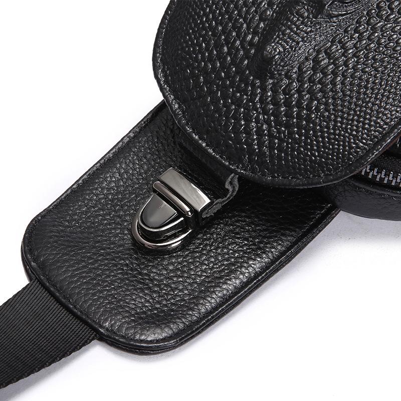 Genuine Leather Men's Chest Bag Korean Version Casual Top Layer Cowhide Crocodile Pattern Men's Crossbody Bag