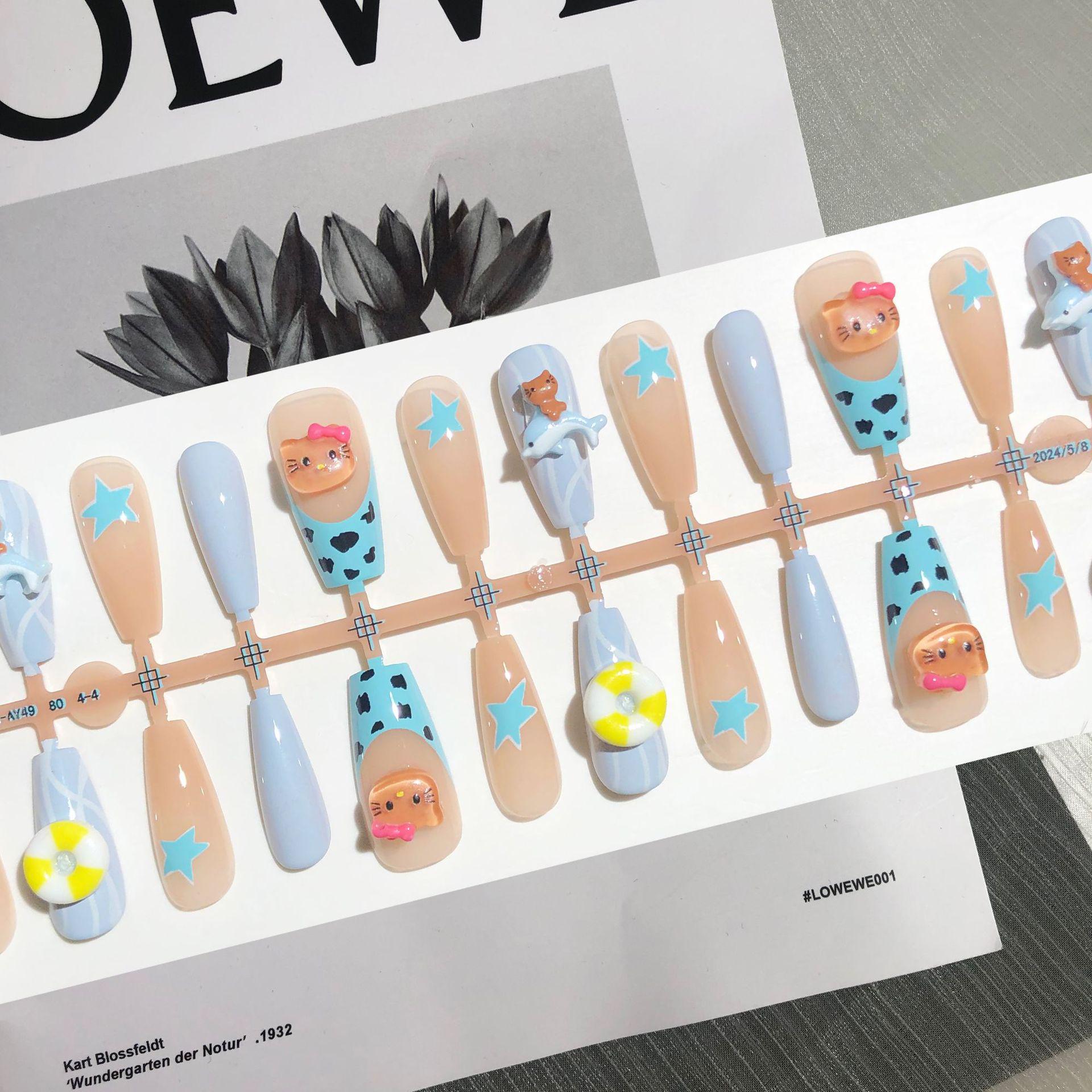 

Xiaohongshu Leopard Print Kitty Press-On Nails - Y2K Spicy Style, 30 Pieces