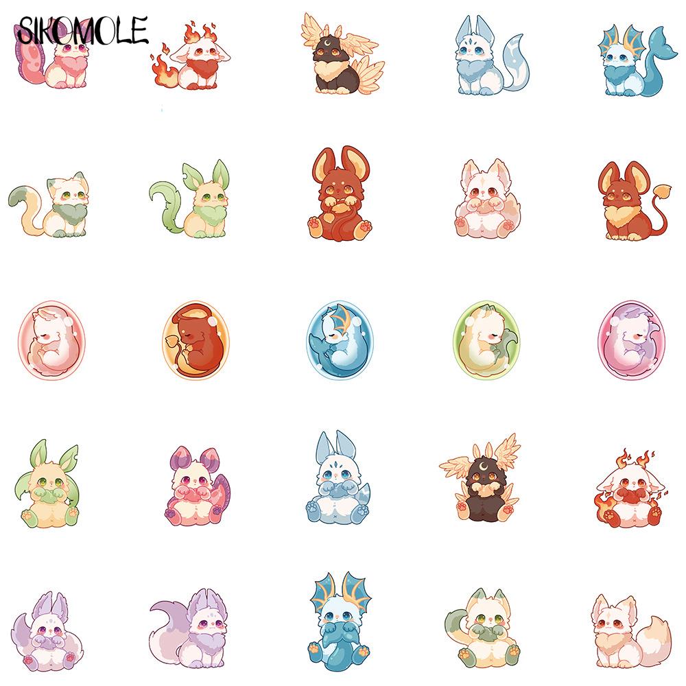 10 30 50PCS Cartoon Colorful Fantasy Animals Stickers DIY Toys Laptop Luggage Skateboard Suitcase Car Graffiti Decals Sticker F5