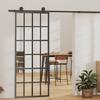VidaXL Sliding Door ESG Glass and Aluminium 76x205 Cm Transparent and Black, 76 X 205 Cm (W X H)