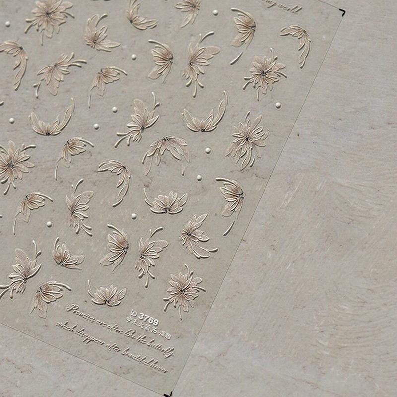 

Изящная наклейка для ногтей в форме георгина, стереоскопическая рельефная наклейка для ногтей, украшение для самостоятельного улучшения, клейкая наклейка серый