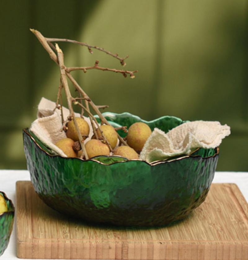 Nordic Vintage Gold Liner Decorative Crystal Dried Fruit Bowl Soup Bowl Glass Ball | Bowls