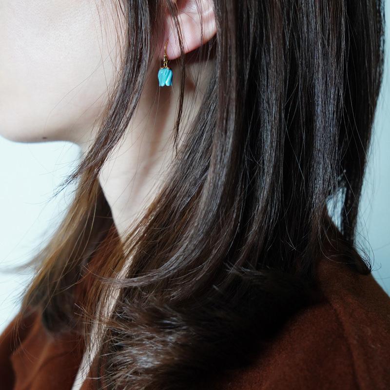 Delicate And Small Turquoise Eardrop Creative New In Vintage Blue Lily Of The Valley Earrings For Women Everyday Jewelry