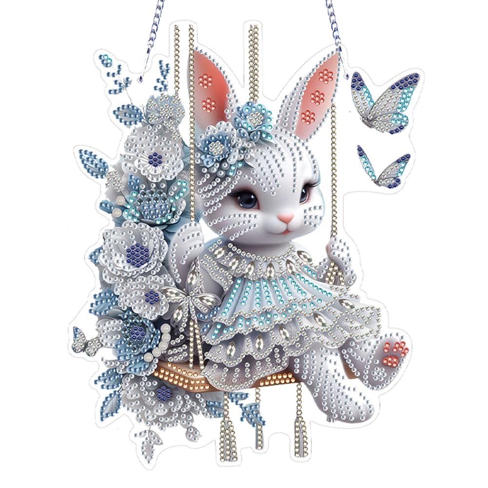 Easter Bunny Diamond Art Hanging Pendant Diamond Painting Home Decor 5D DIY Diamond Painting Dots Pendant for Window Decor