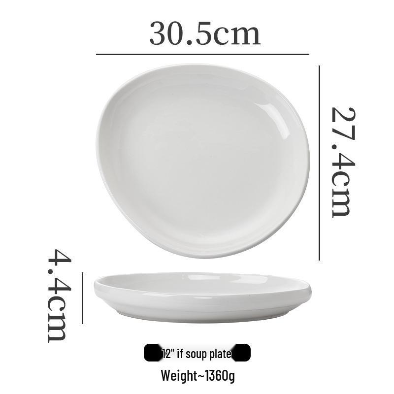 White High-Footed Ceramic Soup Bowl - Deep Plate for Home or Hotel Use