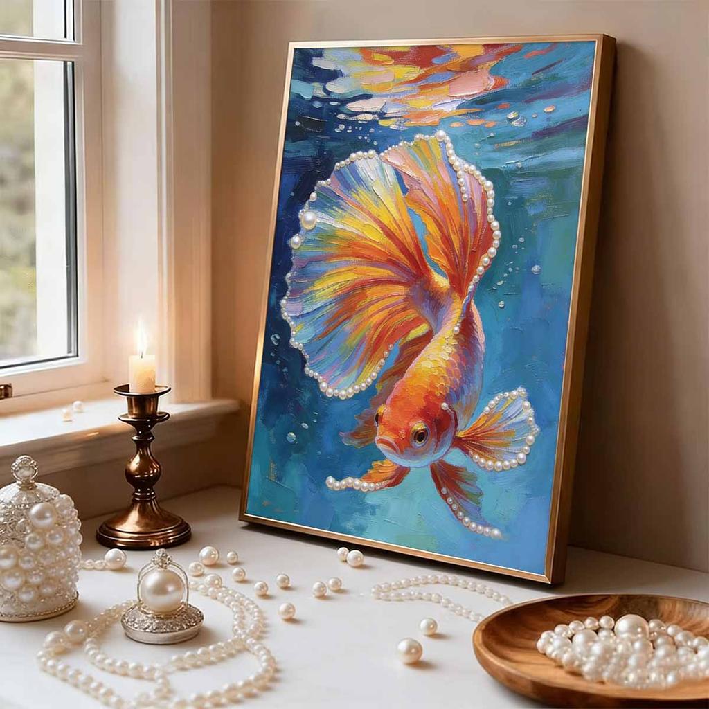 Pearl Painting Kit Koi Fish Theme Frameless Handicraft DIY Bedroom Decoration Living Room Wall Art Room Decoration Art Craft Decoration