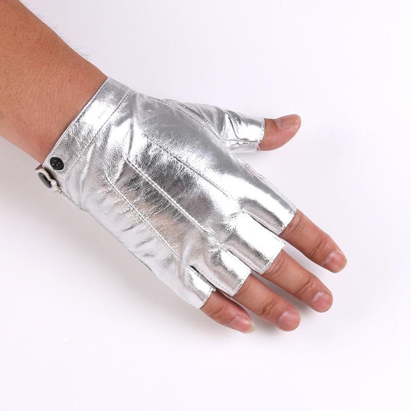 Drie-snarige lederen halfvingerhandschoenen voor heren en dames, veelkleurig, straatdans, dun, nachtclub, dames performance, danshandschoenen