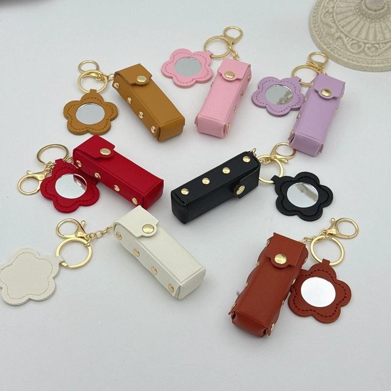 Portable Lipstick Mouth Red Envelope Gift Coin Purse Keychain Women Girls'Lipstick Storage Bag Fashion Storage Box with Mirror