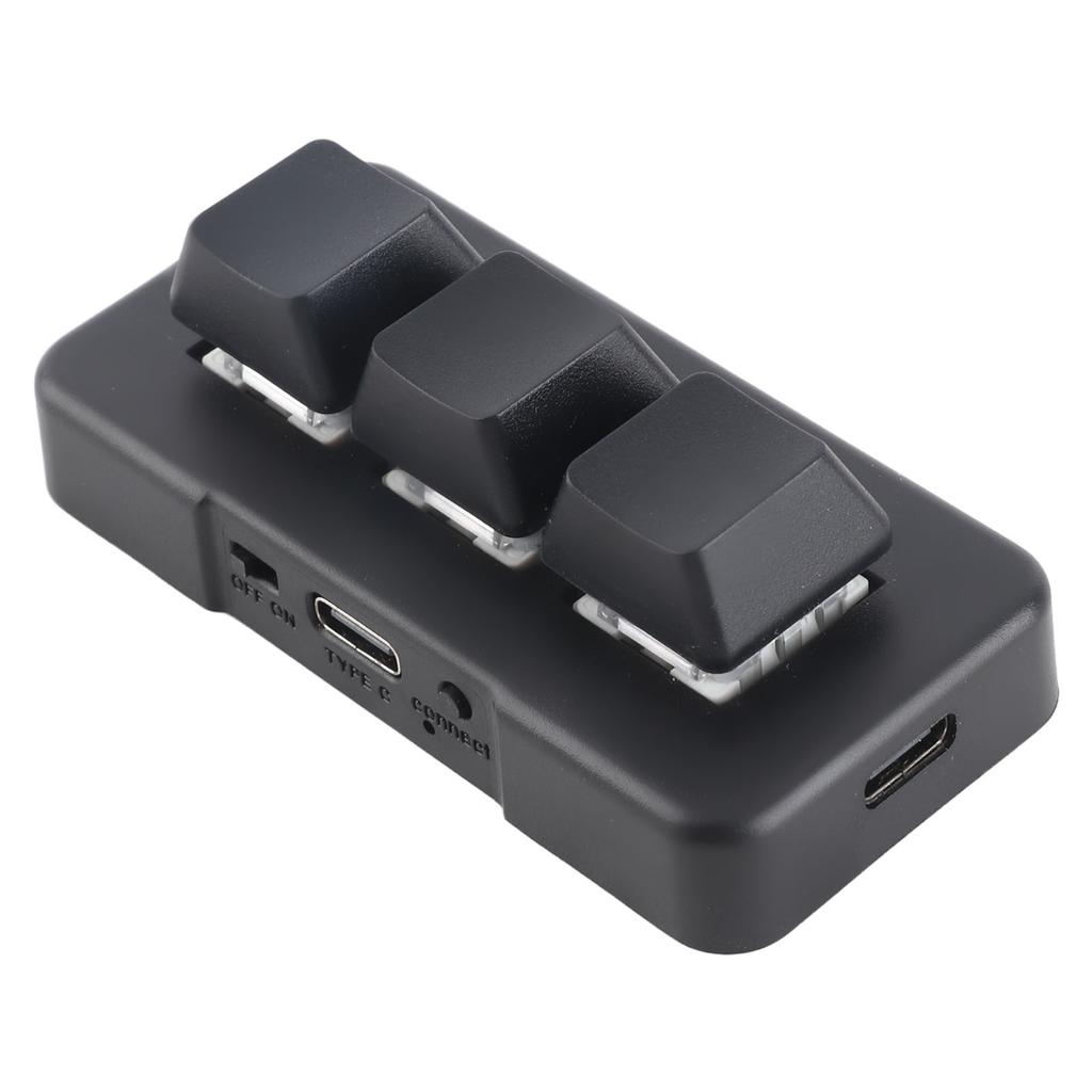 3 Key Keypad RGB Backlit 3 Keys USB Interface Mini Mechanical Programmable Plug and Play Macro Keypad for Computer