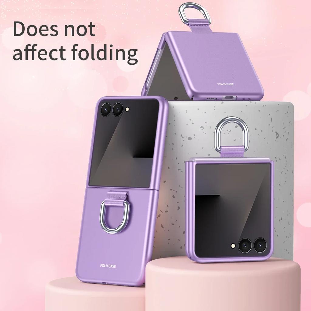 Slim Hard Frosting Ring Phone Case for Samsung Galaxy Z Flip 7 FE 6 5 4 3 Flip6 Flip5 ZFlip7 5G Protective Cover