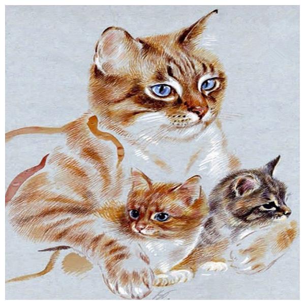 DIY 3D kulatá diamantová malba Zvířecí kočky Výšivka Cross Craft Stitch Home Decor