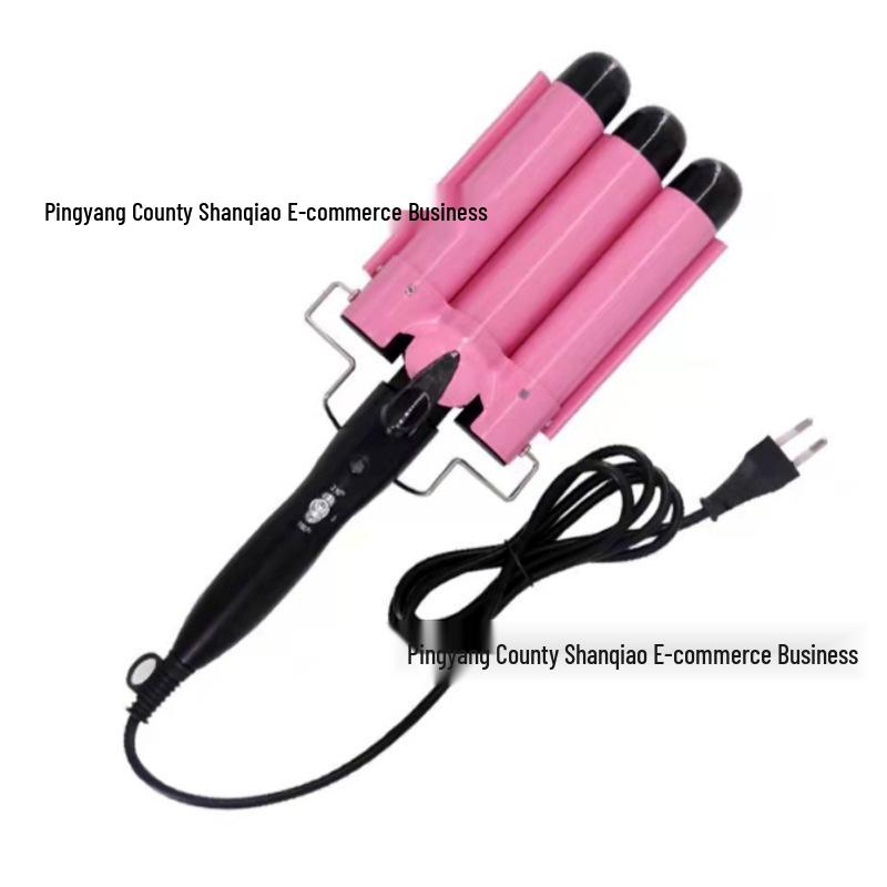 Three-Barrel Pink Gold Curling Iron with Two-Level Temperature Control