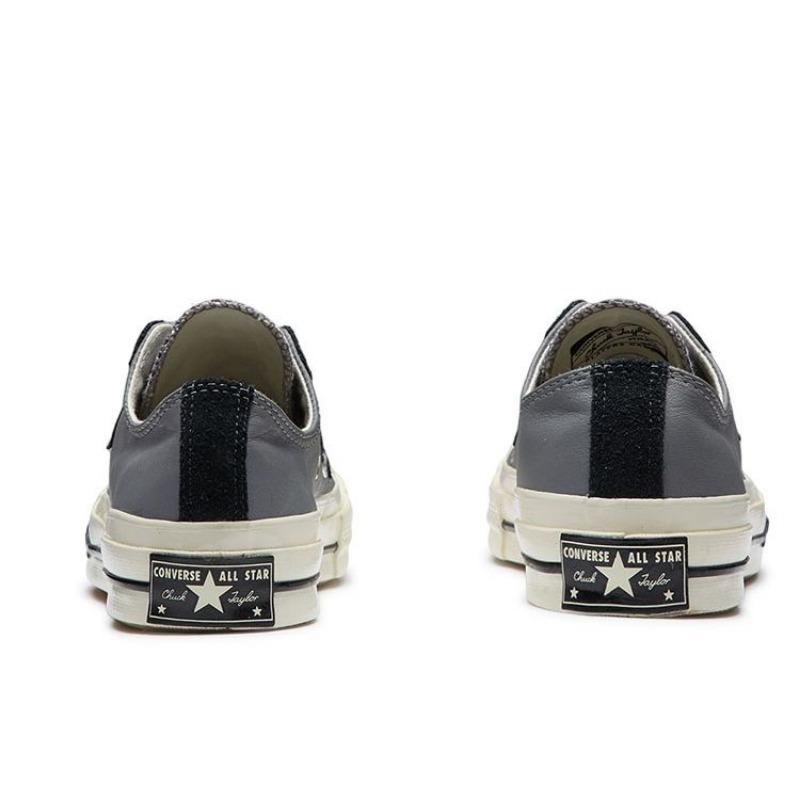 Converse Chuck 1970s Women Low Round Toe Lace-up Canvas Shoes Grey Black 566137C