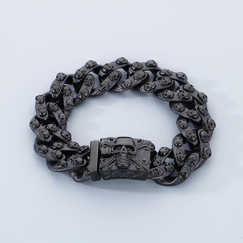 KALEN Punk Style Fine Jewelry Fashion Bracelets Stainless Steel Skull Links Bracelet for Men