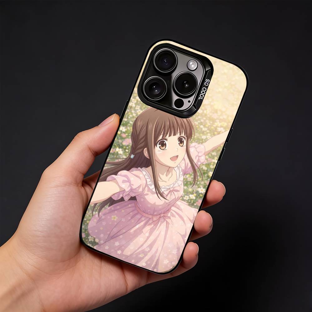 Anime Fruits B-Basket Handyhülle Für iPhone17, 16,15,14,13,12 Pro Max Schwarz Candy Matt Stoßfeste Hülle