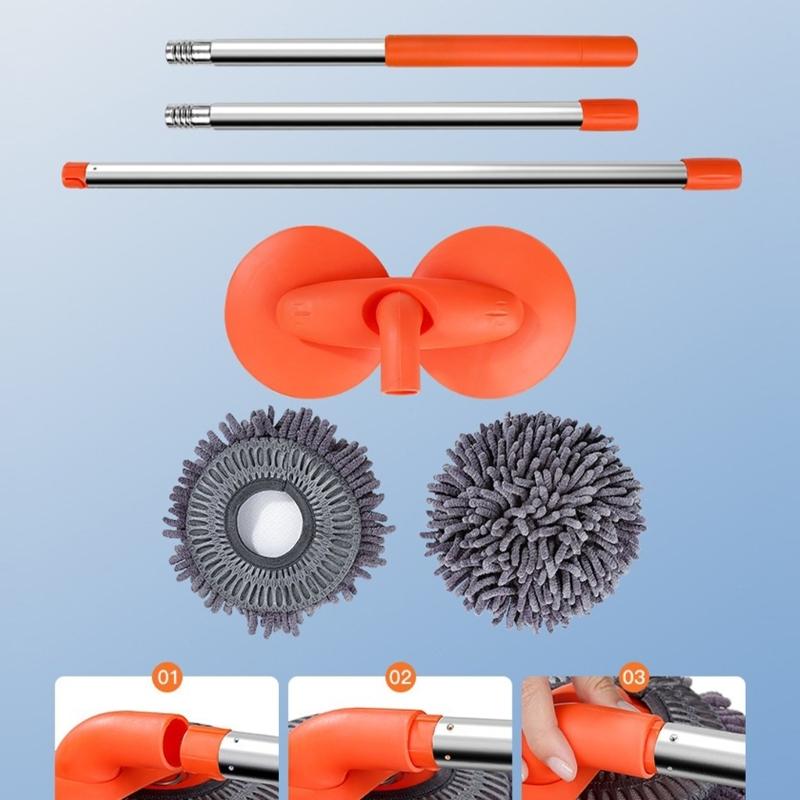 Long Handle Car Wash Mop with Soft Fiber Head for Rooflines, Windshields, Body Panels, Regular Vehicle Washing, and Easy Storage Tasks