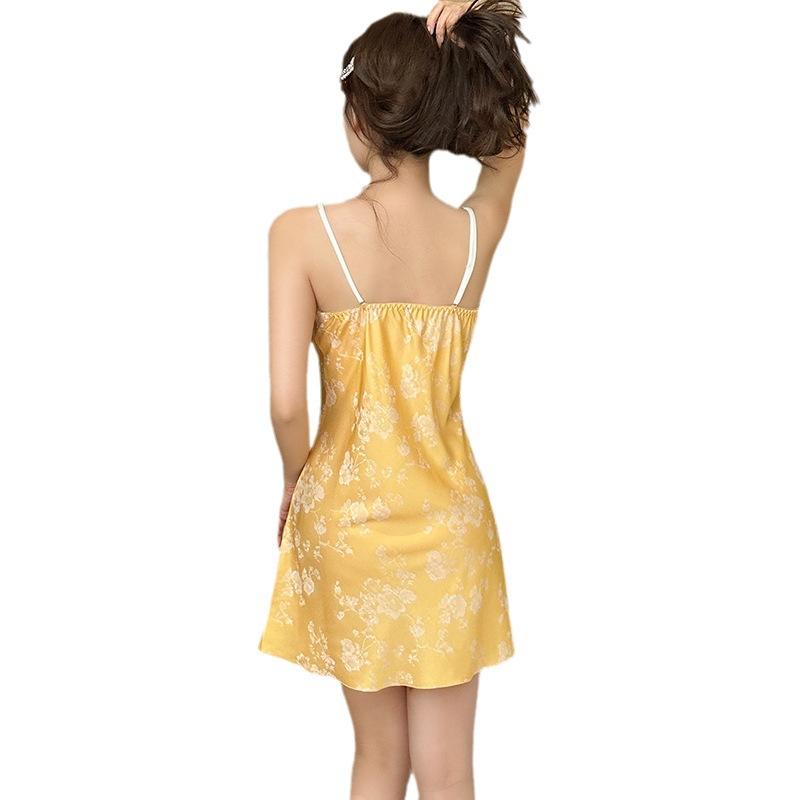 Sexy Pajamas Women's Summer Ice Silk Thin Lace 1011 New Suspender Nightgown Spring and Autumn Set 110