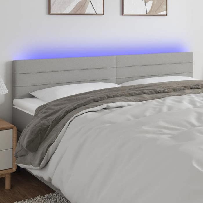 VidaXL Tête de Lit à LED Meuble de Chambre à Coucher Accessoire de Lit Double Tête de Cadre de Lit Intérieur Gris Clair 3121766