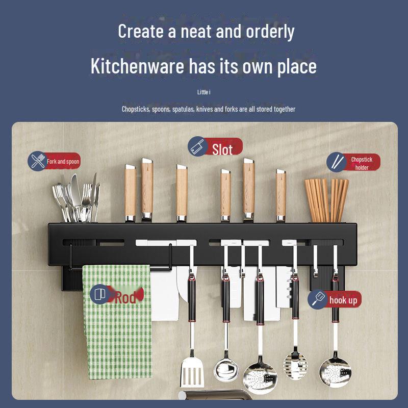 Stainless Steel Wall-Mounted Knife Holder & Chopstick Tube